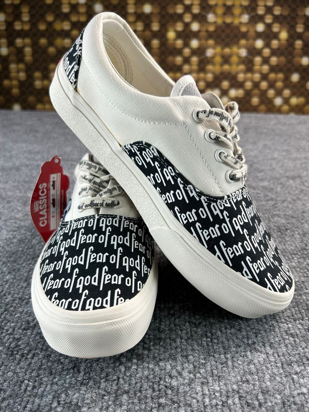 Vans x Fear Of God Era FOG Black White Logo Sneakers Men's 4.5 Women's 6